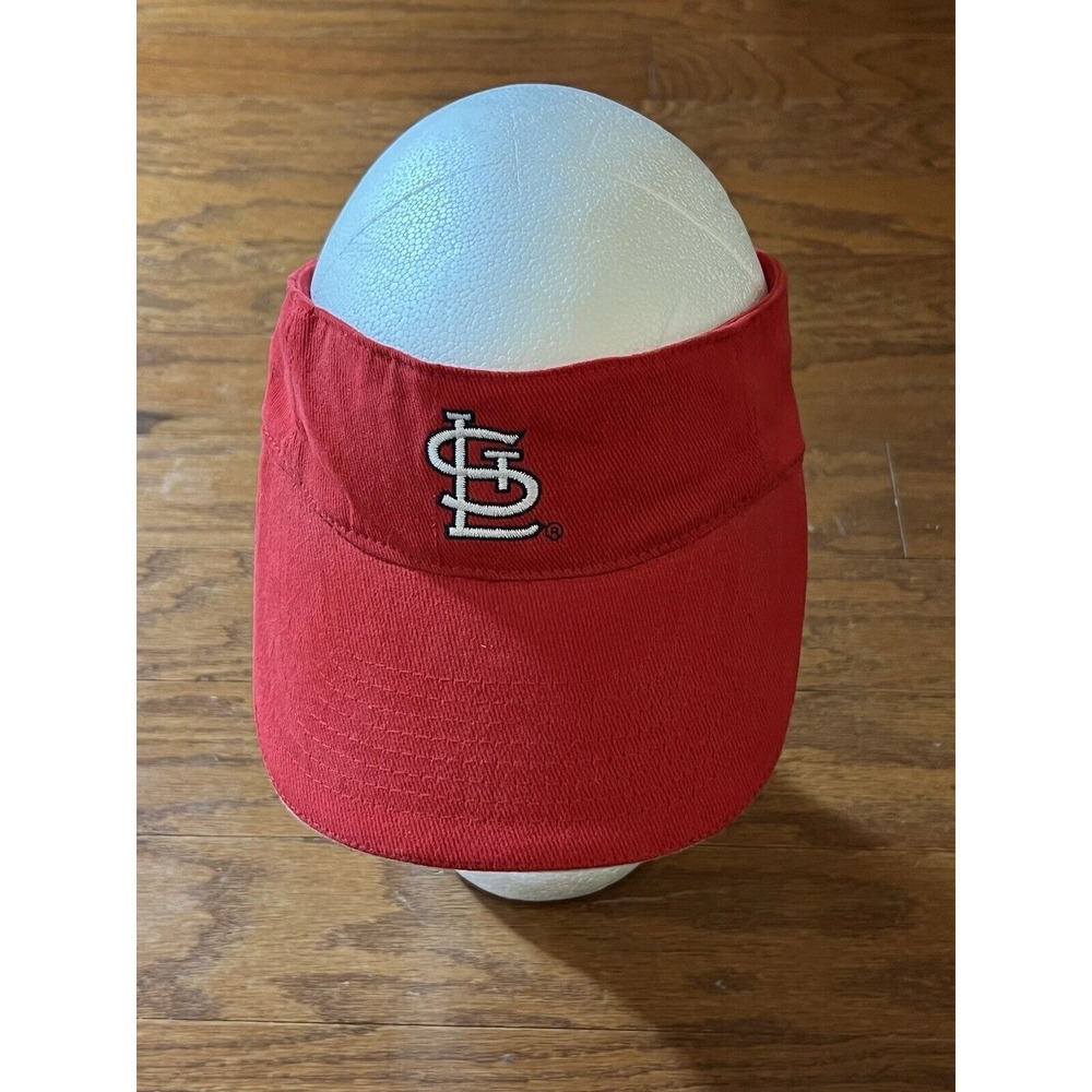 St Louis Cardinals Visor Blue Wave Merch Hook & Loo Red Budweiser Very Good Cond